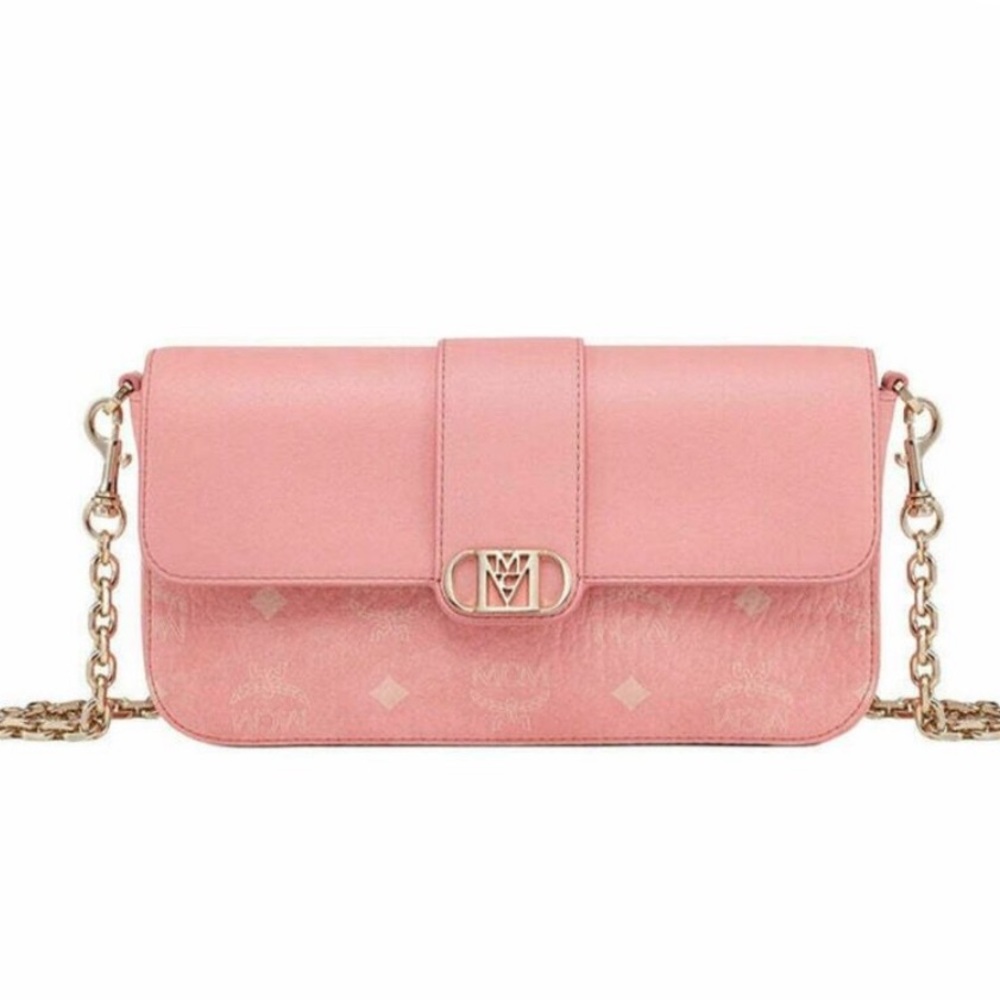MCM Mode Travia Blossom Pink Leather Shoulder Bag